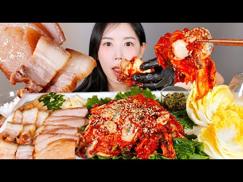 수육..김치..굴의 계절❄️☃️ 껍항정 흑돼지 수육과 셰프애찬 굴겉절이 먹방 Seasoned oysters [eating show] mukbang korean food