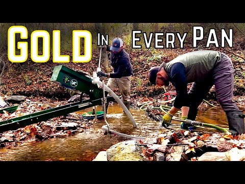 Dredging Bedrock for Gold! Every test Pan had nice Gold! Finding Awesome NC Gold