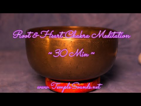 ROOT & HEART CHAKRA MEDITATION ~ 30 MIN ~ PEACE & LOVE ~ BOWL #C20T18 ~ WWW.TEMPLESOUNDS.NET