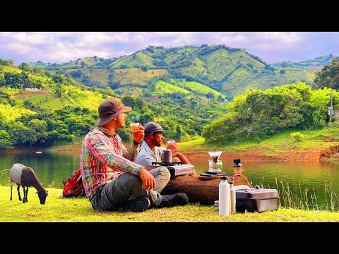 One of the most beautiful landscapes of Dominican Republic | brewing iced latte at the lake