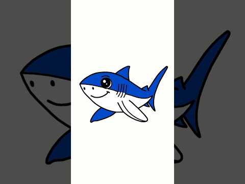 Drawing a Cute Cartoon Shark with Simple Steps 🦈🎨