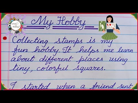 5 Lines Essay on My Hobby | My Hobby Stamp Collecting Essay | Essay Cursive Handwriting | My Hobby