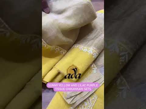 Sunny Yellow and Lilac Purple Tissue Chikankari Sets