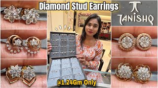 Tanishq Latest Diamond Stud Earrings Designs & Price 1.24Gm💥| Light Weight Daily Wear Gold Earrings|