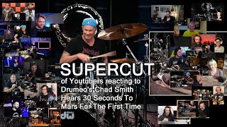 Supercut of Youtubers reacting to Drumeo's Chad Smith Hears 30 Seconds To Mars For The First Time