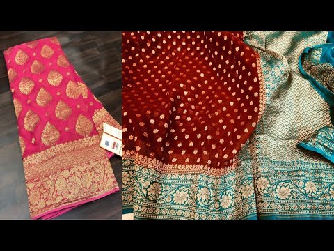 Banarasi semi georgette saree zigzag Design