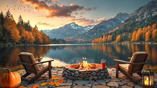 Autumn Lake Ambience with Cozy Campfire and Fall Forest Soundscape