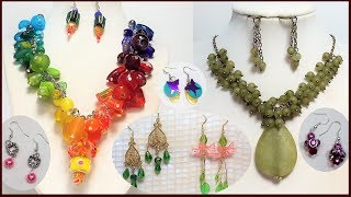 Jewelry Making Inspiration: Funky Necklace & 5 Pairs of Earrings Stash buster Projects!