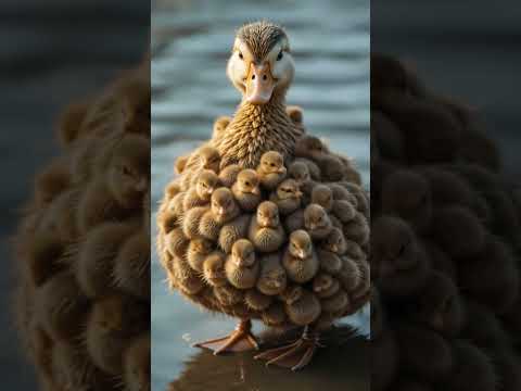 Mother duck protects her baby from tiger 鸭妈妈保护宝宝避免老虎追杀