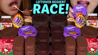 ASMR LEFTOVER DESSERT RACE! CADBURY CREME EGGS, TICO ICE CREAM, NUTELLA MOCHI, MILKA CHOCO WAFERS 먹방