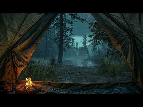 Lost in the Forest - Sleep with Thunder & Rain Sounds on Tent, Campfire (8 Hours)