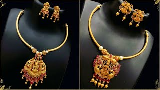 Lakshmi Pipe Necklace Set | Lakshmi pendant necklace set | One gram gold necklace set