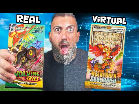 Real Vs Virtual Pokemon Booster Packs!