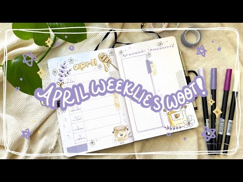 PLAN WITH ME ~ April Weekly Set Ups ~ Honey & lavender babbbbbby