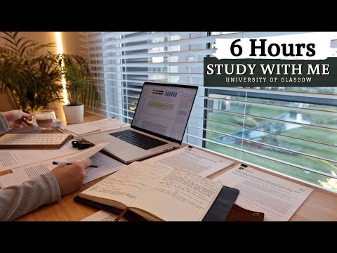 6 HOUR STUDY WITH ME on A RAINY DAY | Background noise, 10 min Break, No music, Study with Merve