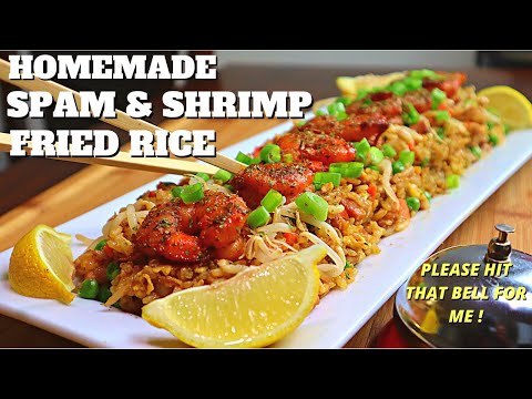 SPAM & SHRIMP FRIED RICE | HOW TO MAKE SPAM AND SHRIMP FRIED RICE HOMEMADE VIDEO RECIPE