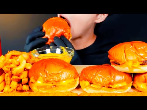 ASMR, Cheese Burger Crunchy Fries Eating Vlog, Mukbang 치즈버거 크런치 프라이 먹기 @DDMasmr