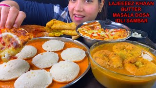 Eating 🔥 Ghee Masala Dosa, Vada Sambar, Idli Chutney, Gunpowder Dosa, Cheese Pizza | Eating Asmr