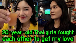 Two 20-year-old Stunning Thai waitresses broke their friendship to get my love