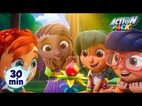 The Sticky Flower Crisis: Action Pack Saves the Town! | Action Pack | Kids Tv Shows