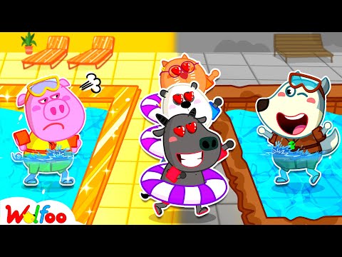 Poor Popular vs Rich Unpopular Swimming Pool 😍 Fun Playtime with Wolfoo | Wolfoo Channel