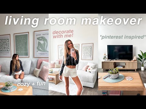 DECORATE MY LIVING ROOM WITH ME  | aesthetic & cozy room makeover