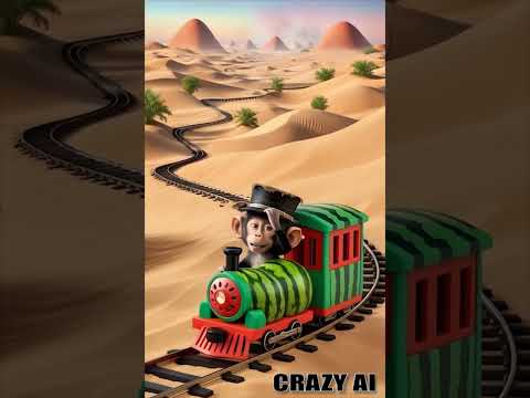 Watermelon Express 🍉🚂 | Monkey’s Hilarious Adventure! || #shorts #viralvideo  #funny #crazyai