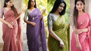 PLAIN SAREE WITH PRINTED BLOUSE COLLECTION