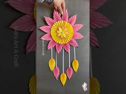 Beautiful paper flower wall hanging craft ideas 💡 #wallhanging #youtubeshorts #shorts