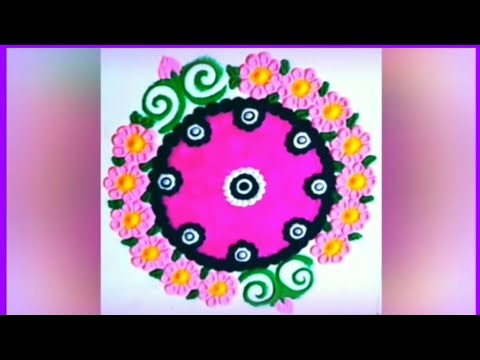 Simple Rangoli design, Colourful Rangoli design, Festival Rangoli design