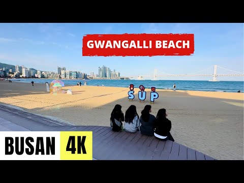 BUSAN, SOUTH KOREA 🇰🇷 [4K] Gwangalli Beach — 1 HOUR Walking Tour