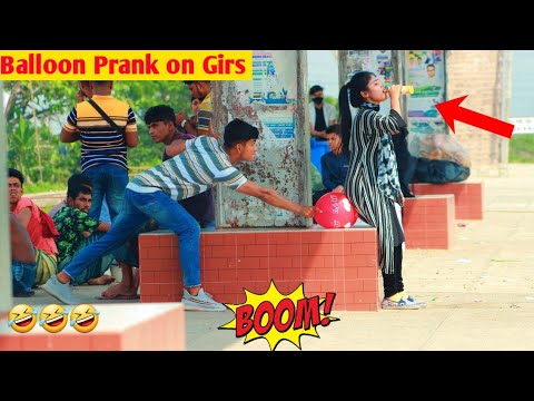 Popping Balloon PRANK on Cute GIRL -PRAT 2 with Popping Balloon PRANK in Public -Funny Reaction 2024