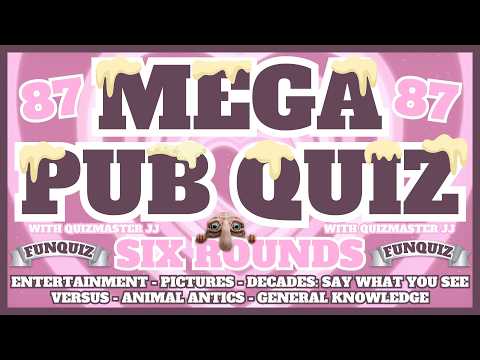 Pub Quiz No87 - 6 Different Rounds - 40 Questions & Answers - 70 Points to Win. trivia/quiz Fun Quiz