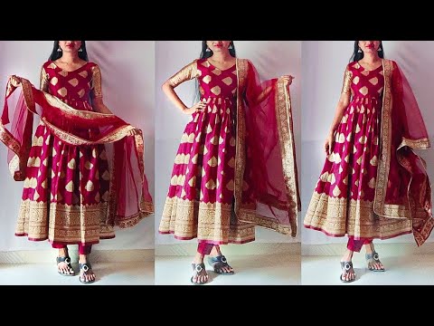 Convert Border Saree into traditional gown with pant & duppatta | Saree into kurta set | kannada