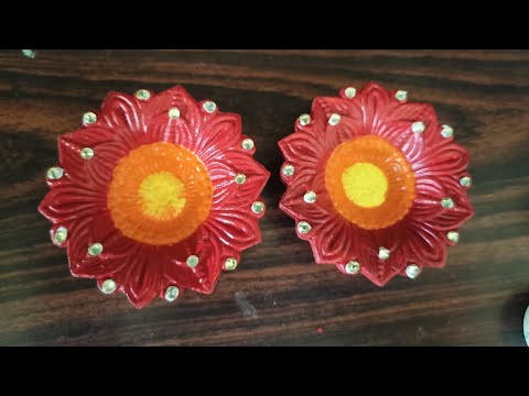 Beautiful Flower Diya Decoration Idea for Diwali 🪔🎇 DIY Diya Painting, Coloring and Decoration 🎇