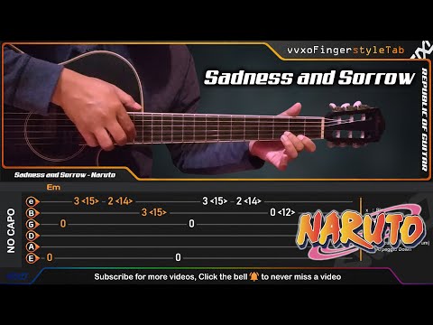 (Kurama Tribute) 🥲 Sadness and Sorrow - Naruto OST - Fingerstyle Guitar Cover | TAB Tutorial (Easy)