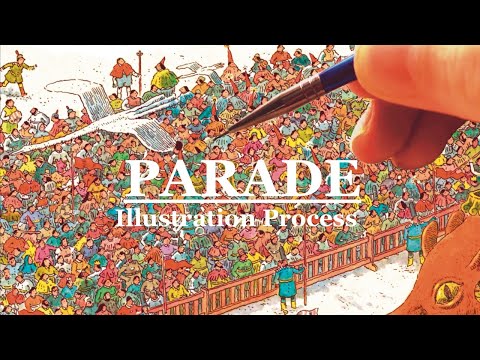 Dip Pen and Watercolor Illustration Process "The Parade of Silly Beasts"