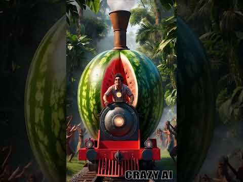 Monkey Engineer on Watermelon Train 🍉🚂 | Comedy Gold! || #shorts #viralvideo  #funny #crazyai