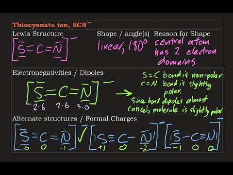 Lewis Structure: SCN- plus dipoles, shape, angles, resonance and formal charges