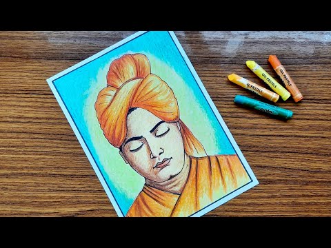 Swami vivekananda drawing with oil pastel | Swami vivekananda easy drawing PART-2