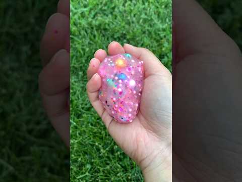 Squeezing slime, fun play, toys review, pink slime 💞 #shorts #slime