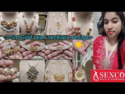 Senco Gold Pearl necklace designs starts 3 Gm| Pearls Sitahar designs/Gold pearl ranihaar designs