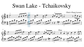 Swan Lake - Easy Piano Sheet Music (Tchaikovsky)