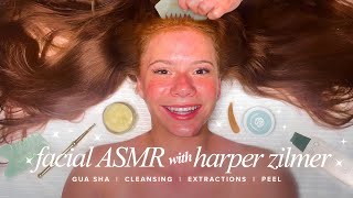 Harper Zilmer's First ASMR Facial | Hydrafacial | Black Jelly Mask | Pink Ice Globes |