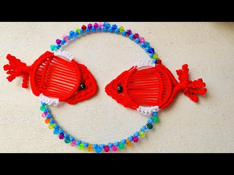 3mm  Macrame Very Colourful 🐟 Fish Wall Hanging Tutorial /  मैक्रेम मछली