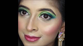 Indian wedding guest makeup look/ wearable green eye look / #shorts #ytshorts #makeupvideos