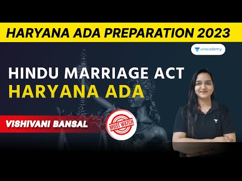 Hindu Marriage Act |  Haryana ADA Exam preparation 2023 | Vishivani Bansal