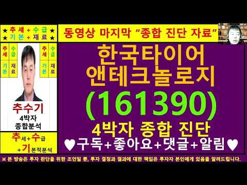 한국타이어앤테크놀로지(161390)종목진단및향후주가전망 추수기(추수)전문가