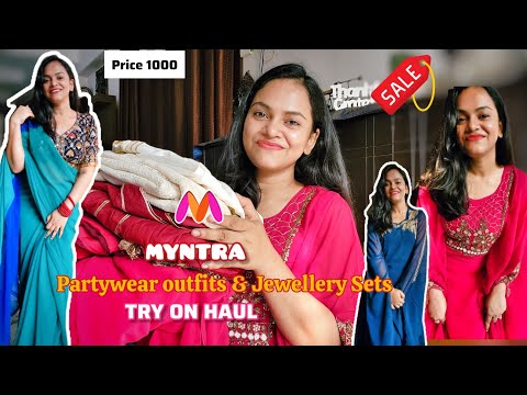 Latest Partywear outfits haul || Myntra gown saree kurta sets & Jewellery Set haul #Myntra #haul