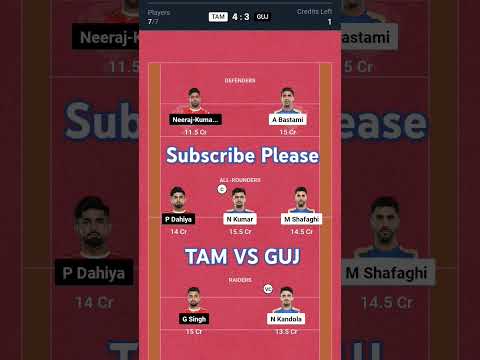 TAM vs GUJ Kabbadi Dream11 Prediction | Dream11 Team Of Today Match | Kabbadi Dream11 Team Today |